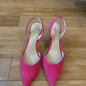 Ann Taylor Pink Suede Slingback Heels 8